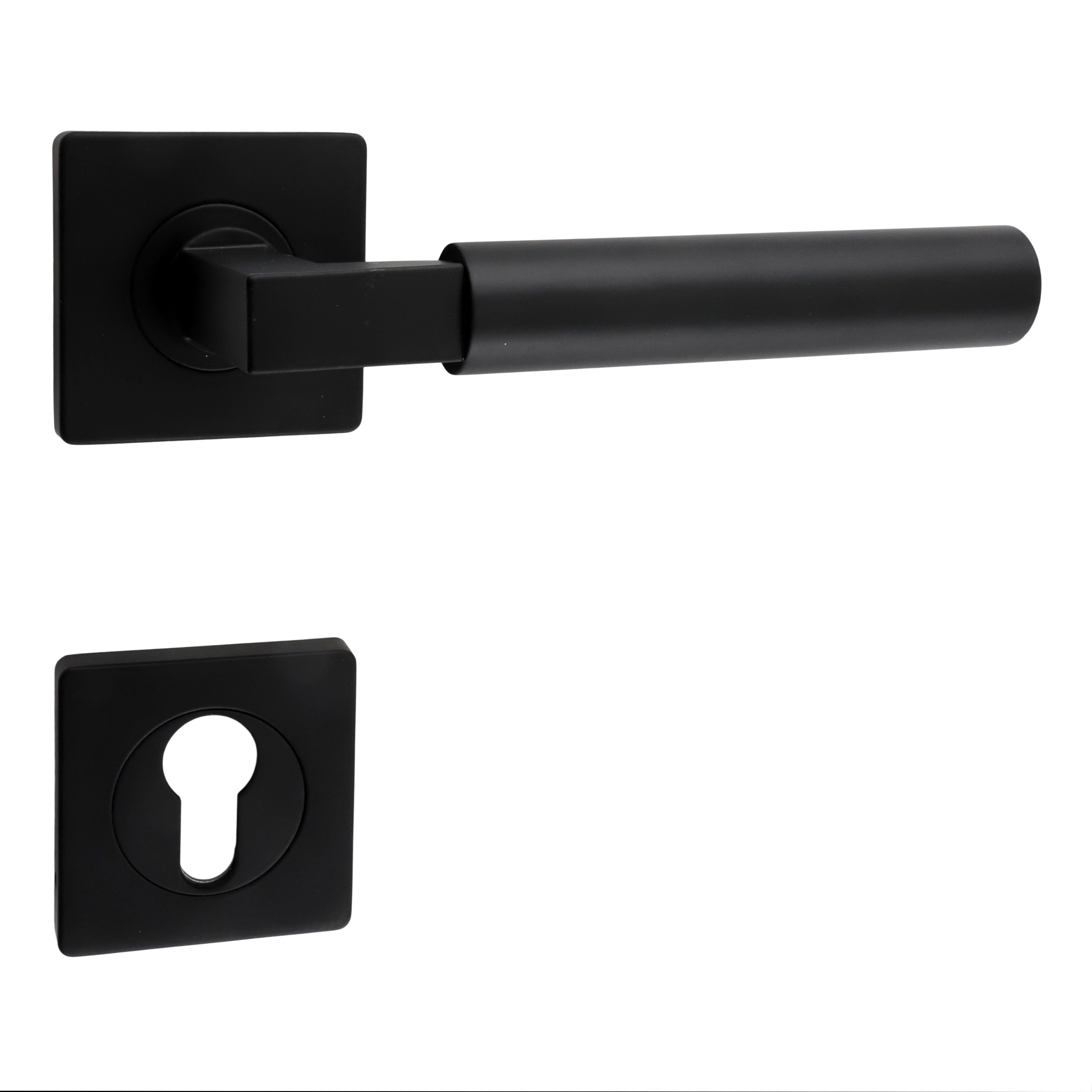 321.0262.46 Türgriffe mit Rosetten Messing schwarz Bauhaus BB 