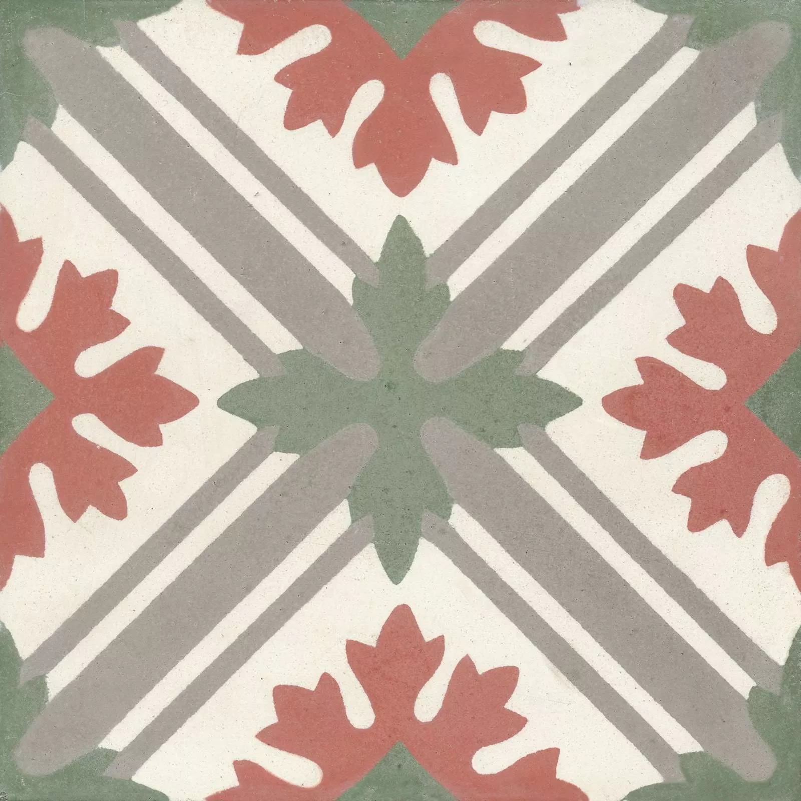 6.0143.20 Zementfliese aus dem Burgund mit roter Blüte 14,1 x 14,1 x 1,6 cm 